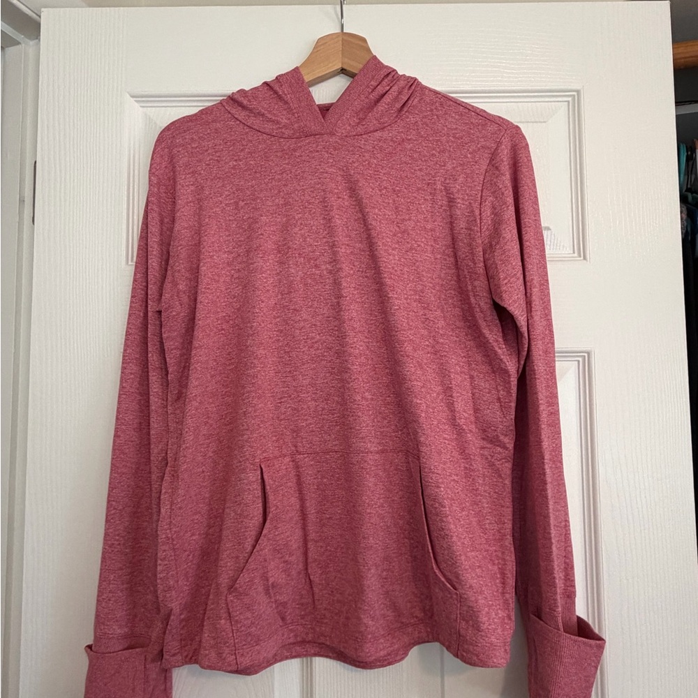 Athleta Girl Heathered Rose V-Neck Hooded Sweater